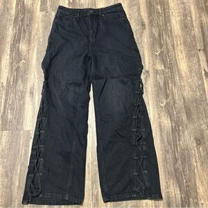 WE THE FREE Twenty-nine Jeans Black Size 29 Free People Laced Up sides